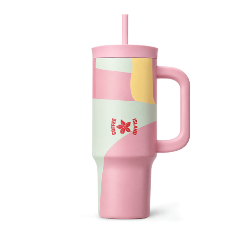 Θερμός Ποτήρι με Χερούλι και Καλαμάκι Pink Bloom 900ml