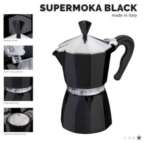Εσπρεσσιέρα Moka Supermoka 3 Cups Μαύρο
