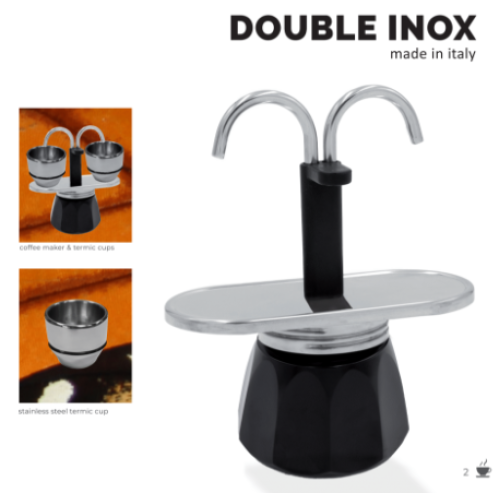 Εσπρεσσιέρα Moka Double 2 Cups Inox-Μαύρο